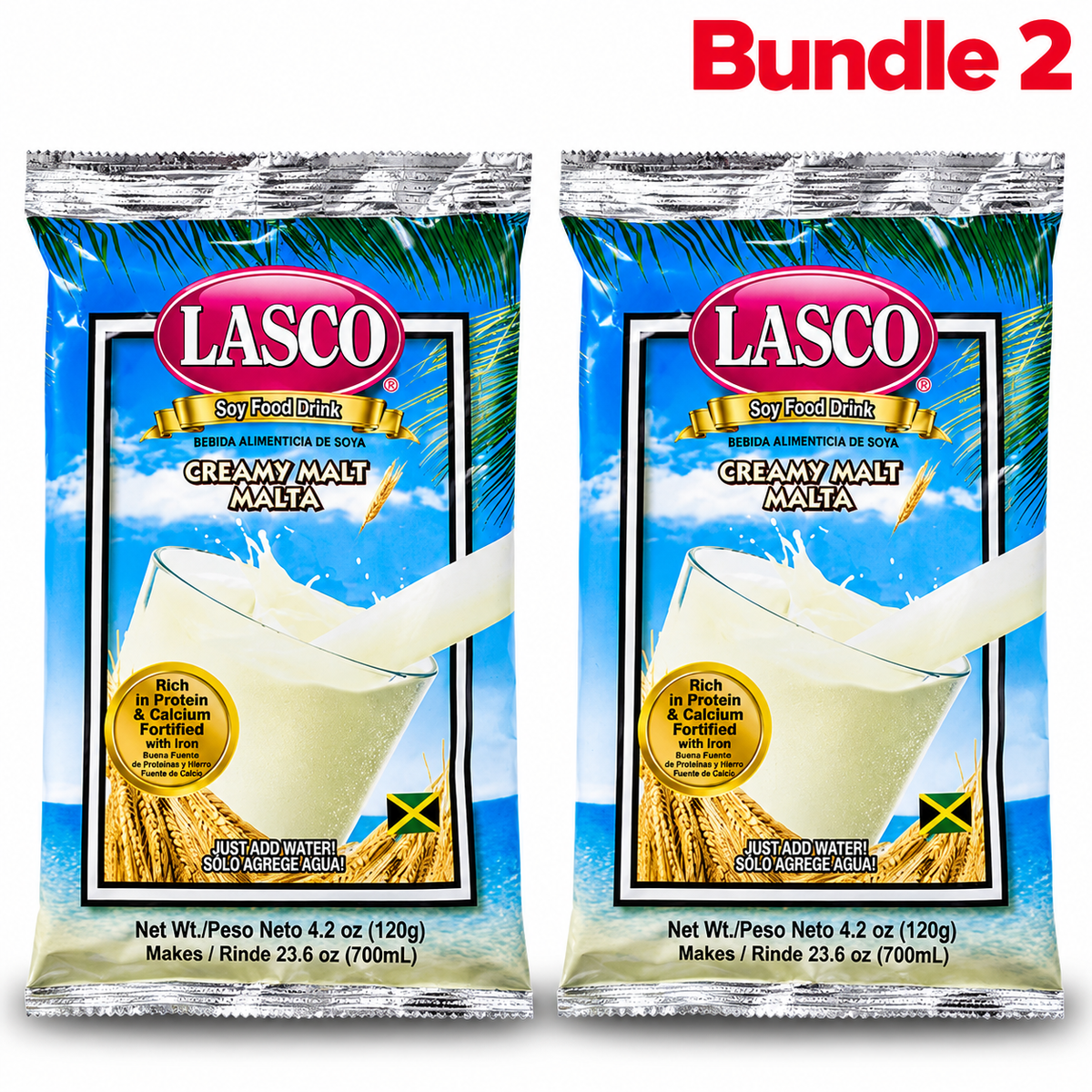 Lasco Soy Food Drink Malt in branded packaging, nutritious malt-flavored soy beverage mix with a smooth, satisfying taste, ideal for preparing a refreshing everyday drink.