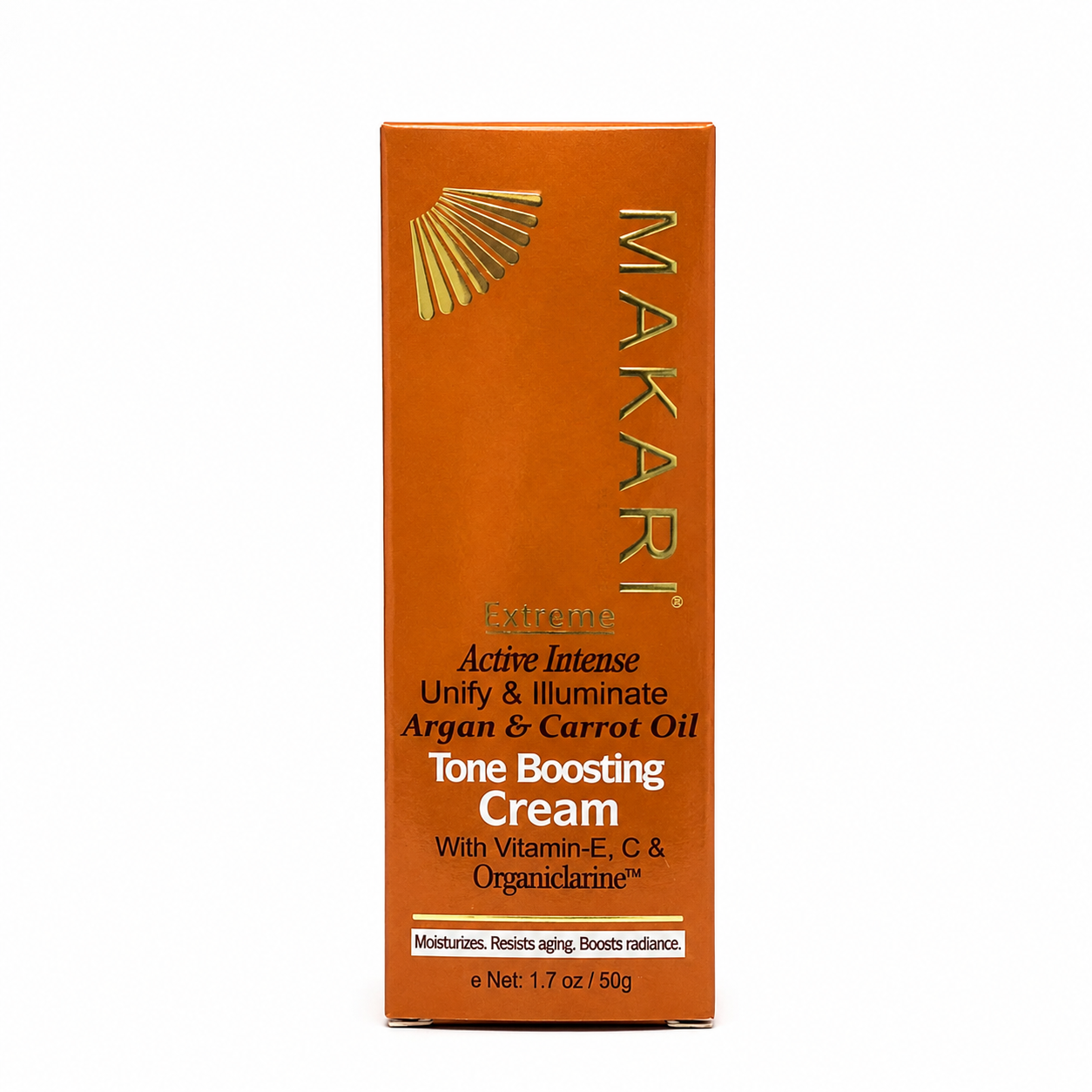 Makari Tone Boosting Cream box on a white background
