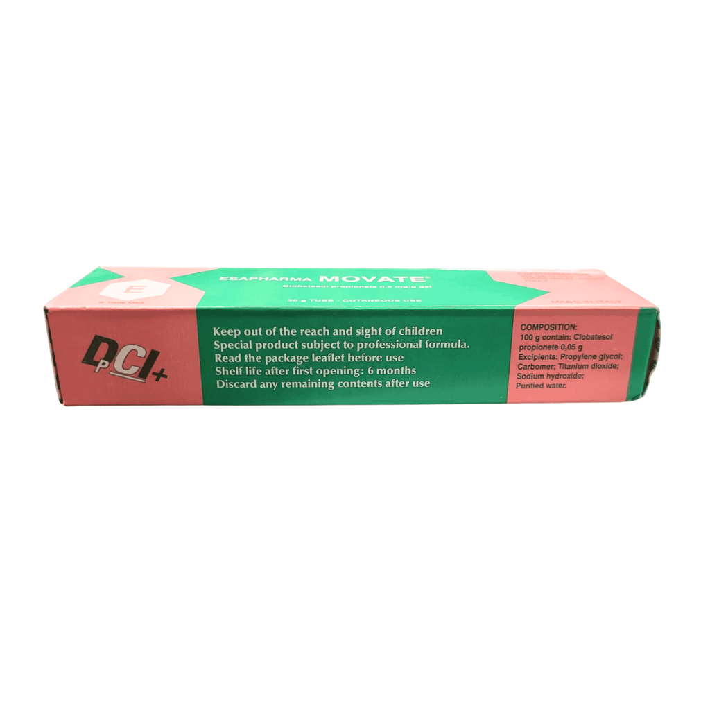 Product packaging with green and pink design on a white background