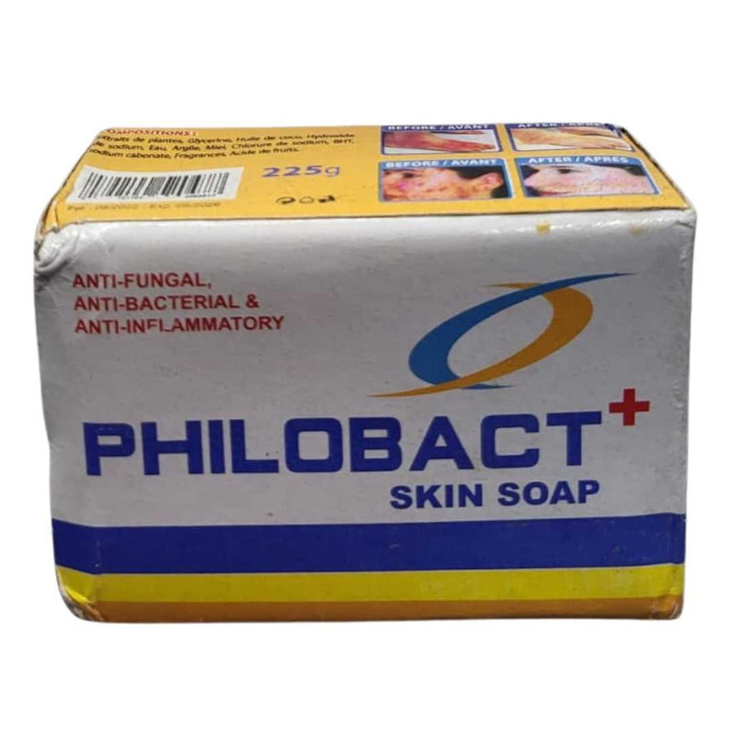 Philobact+ Skin Soap 225g – Anti-Fungal, Anti-Bacterial, and Anti-Inflammatory bar soap with skin-cleansing properties.