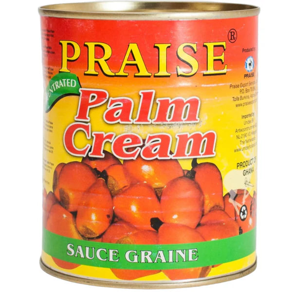 Container of Praise Palm Cream 800g with red lid and colorful label