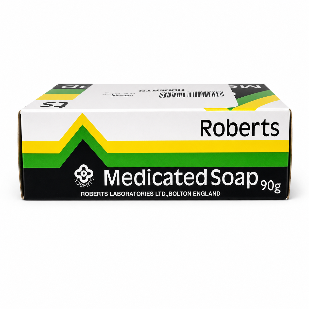 Roberts Medicated Soap 90g in branded packaging, a refreshing cleansing bar designed for everyday hygiene and a clean, fresh-feeling skin.