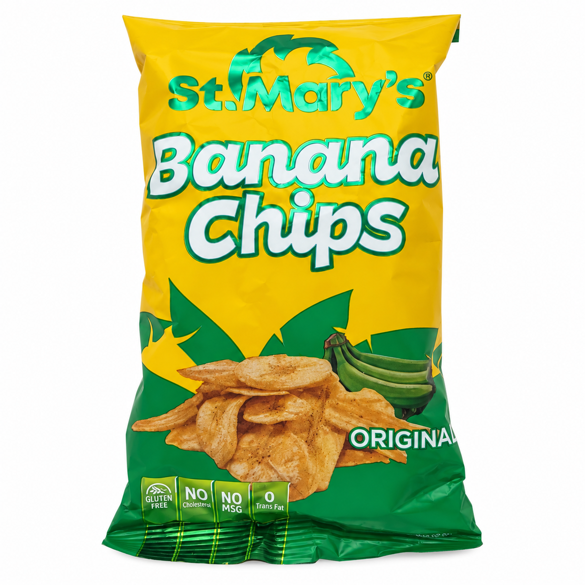 St. Mary's Banana Chips, crispy Caribbean-style banana snack with a delicious crunch and rich banana flavor, perfect for enjoying as a convenient everyday snack or on-the-go treat.