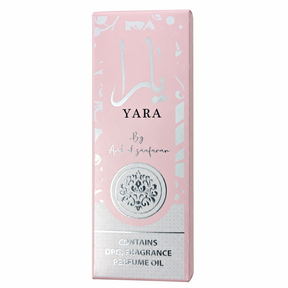 Yara Roll On Perfume by Lattafa 10ml in a branded roll-on bottle, concentrated perfume oil with a sweet, elegant fragrance, ideal for everyday wear and convenient on-the-go application.