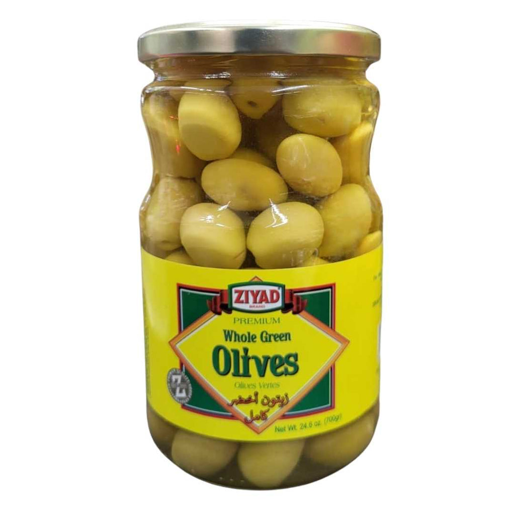 Ziyad Whole Green Olives 454g – Fresh, hand-picked green olives packed in brine for authentic Mediterranean flavor and perfect for salads, snacks, or cooking.