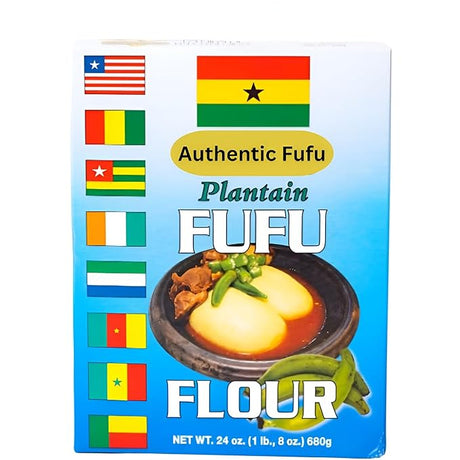 African Delights Organic Plantain Flour – All - Purpose Gluten - Free Fufu Flour Mix | Green Banana Flour for Baking, Instant Fufu | Harina de Platano Verde Organico | (Golden Tropics Plantain Fufu 24oz) - Yado African & Caribbean Market