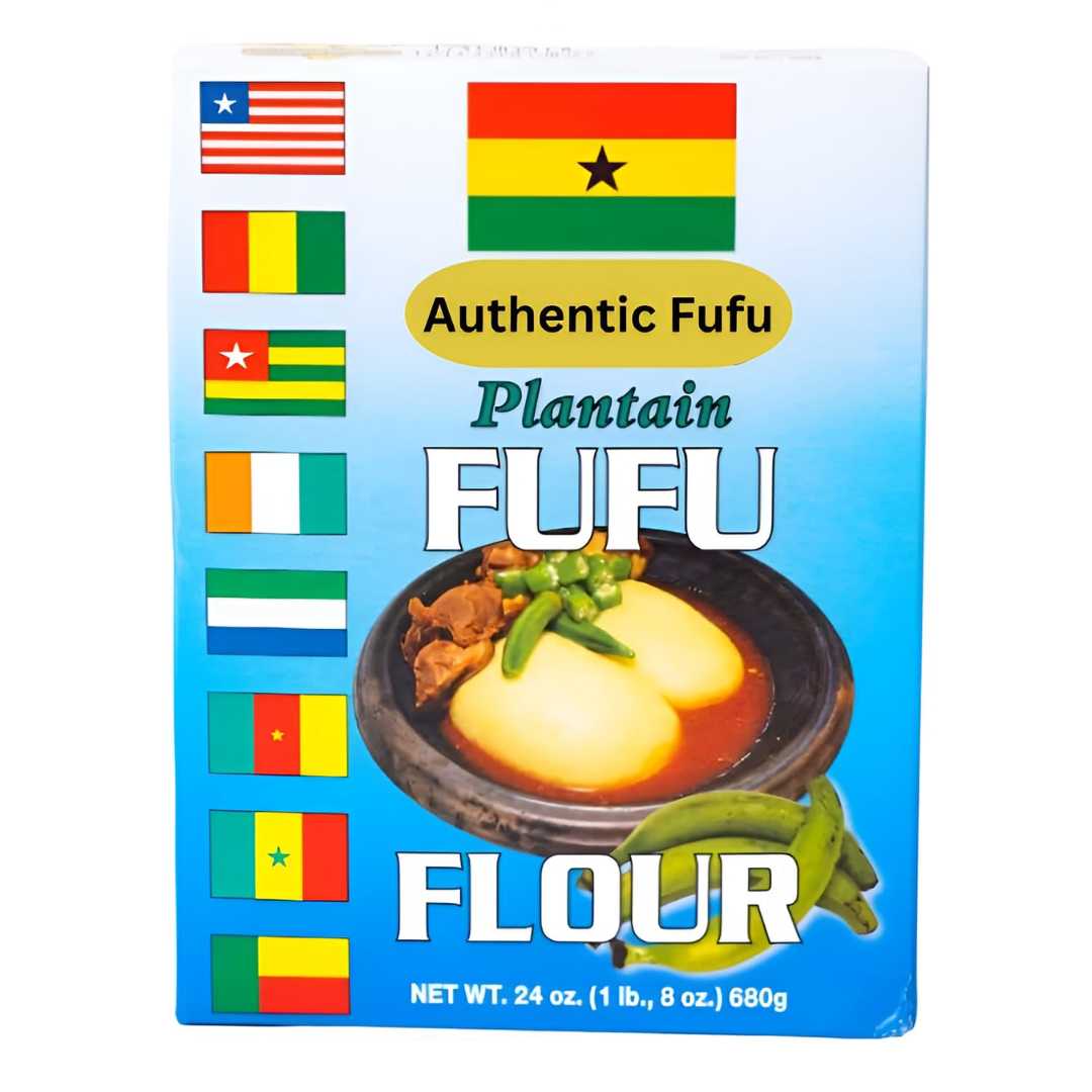 African Delights Organic Plantain Flour – All - Purpose Gluten - Free Fufu Flour Mix | Green Banana Flour for Baking, Instant Fufu | Harina de Platano Verde Organico | (Golden Tropics Plantain Fufu 24oz) - Yado African & Caribbean Market