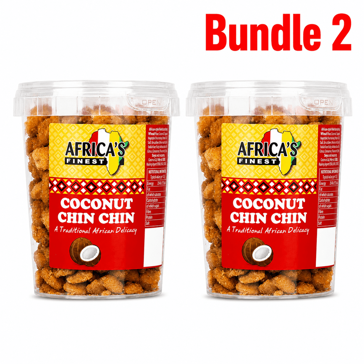 Africa's Finest Coconut Chin Chin 250 g pack of 2 tubs