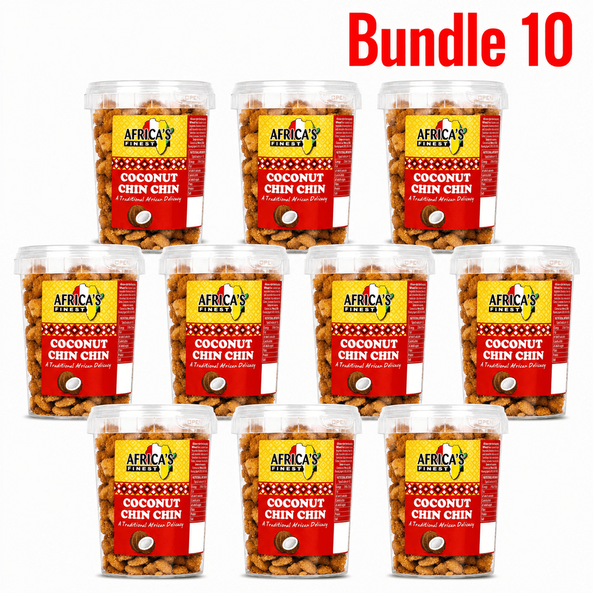 Africa's Finest Coconut Chin Chin 250 g pack of 10 tubs