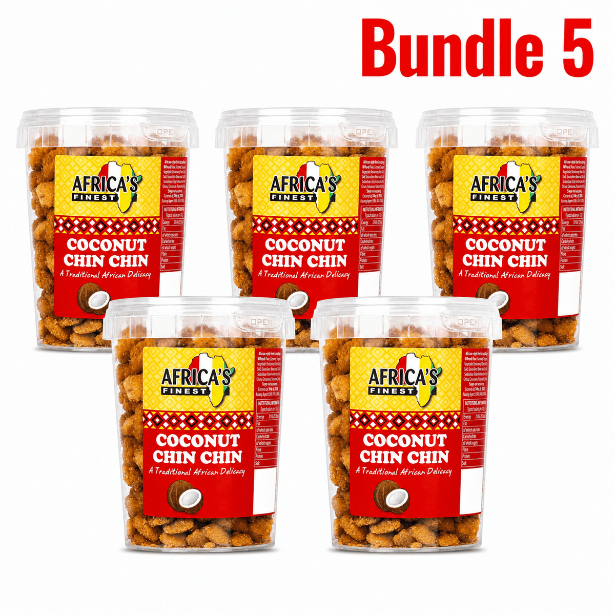 Africa's Finest Coconut Chin Chin 250 g pack of 5 tubs