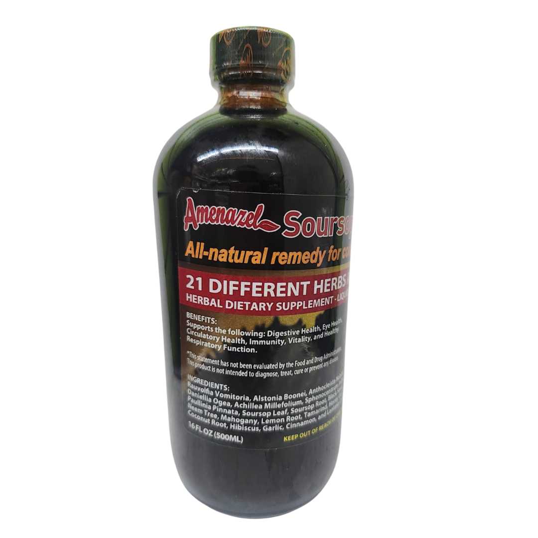 Amenazel Soursop Bitters 16 oz, new packaging, 21 herbs and roots