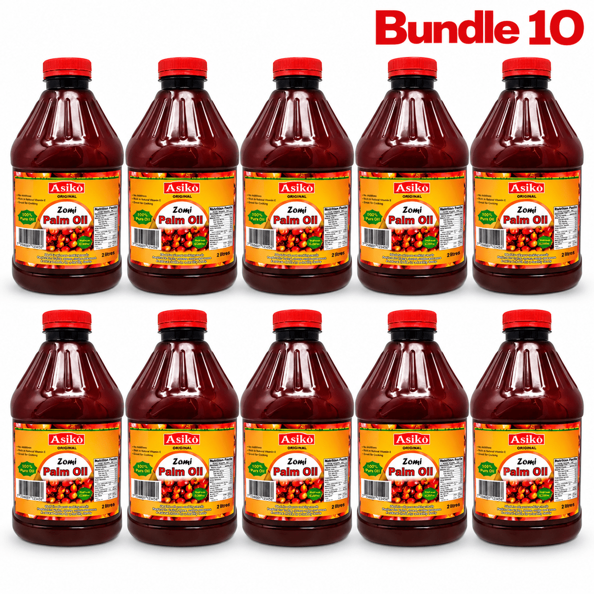 Asiko Zomi Palm Oil 2 Litres pack of 10 bottles