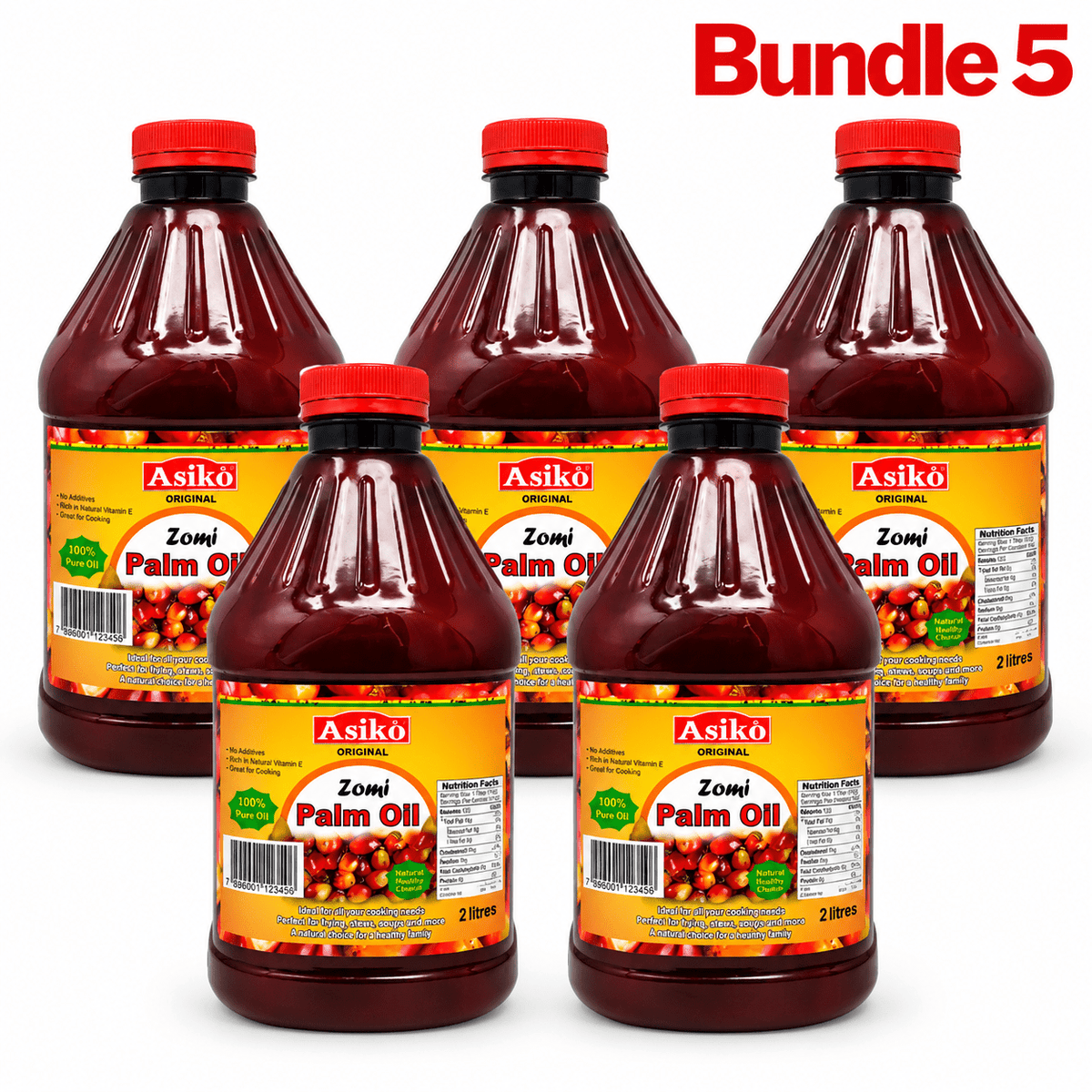 Asiko Zomi Palm Oil 2 Litres pack of 5 bottles