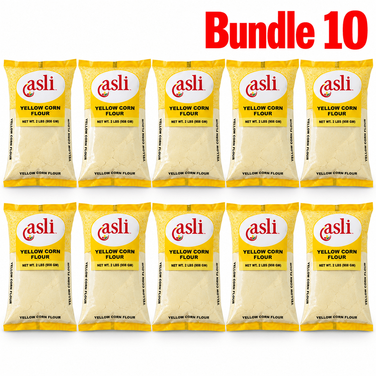 Asli Yellow Corn Flour 2lb pack of 10 bags