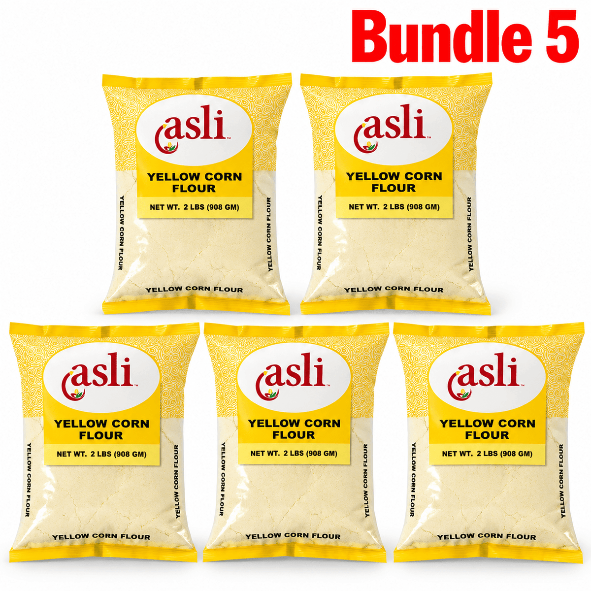 Asli Yellow Corn Flour 2lb pack of 5 bags