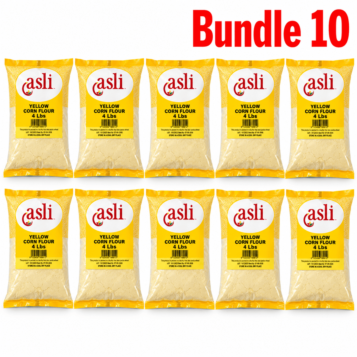 Asli Yellow Corn Flour 4lb pack of 10 bags