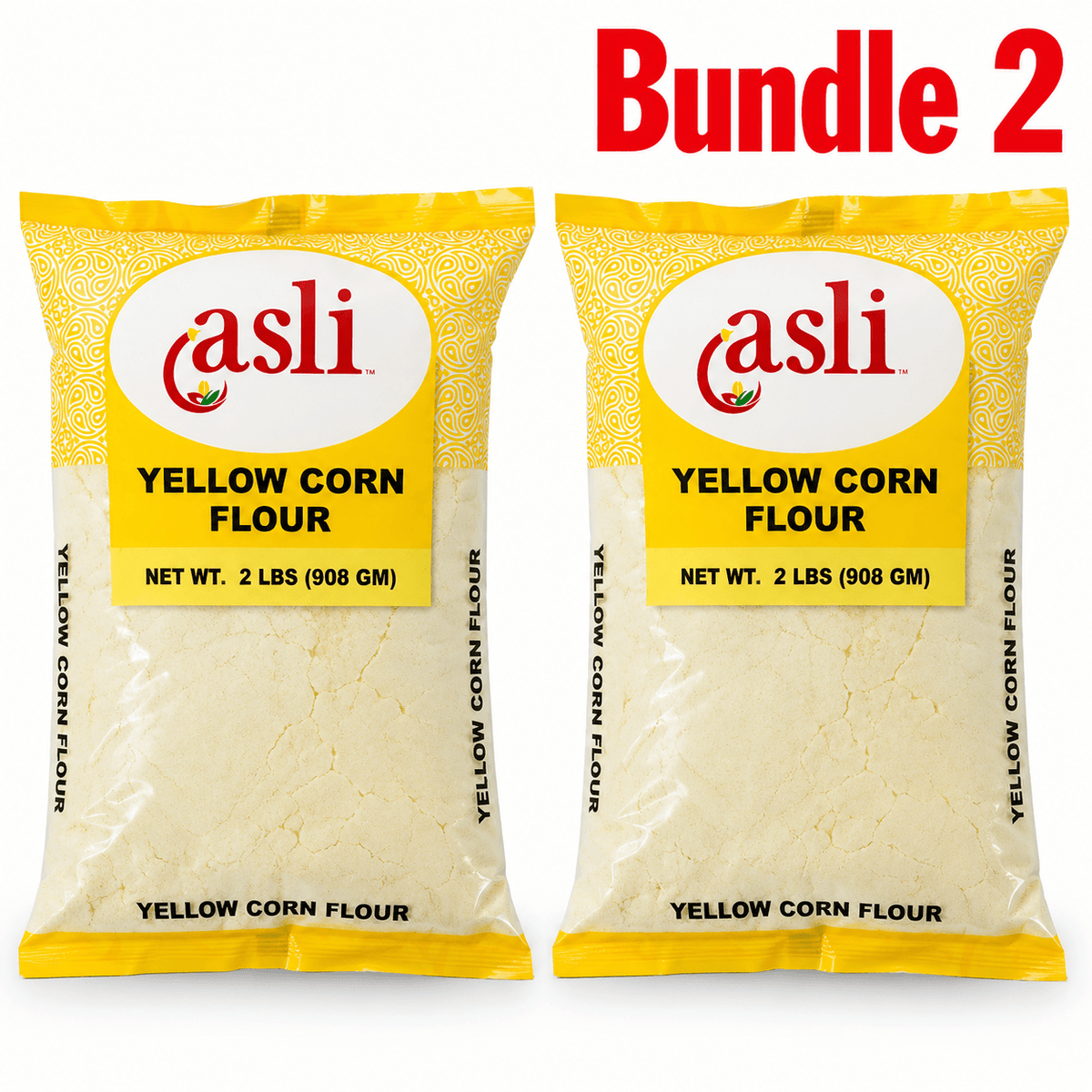 Asli Yellow Corn Flour 2lb pack of 2 bags