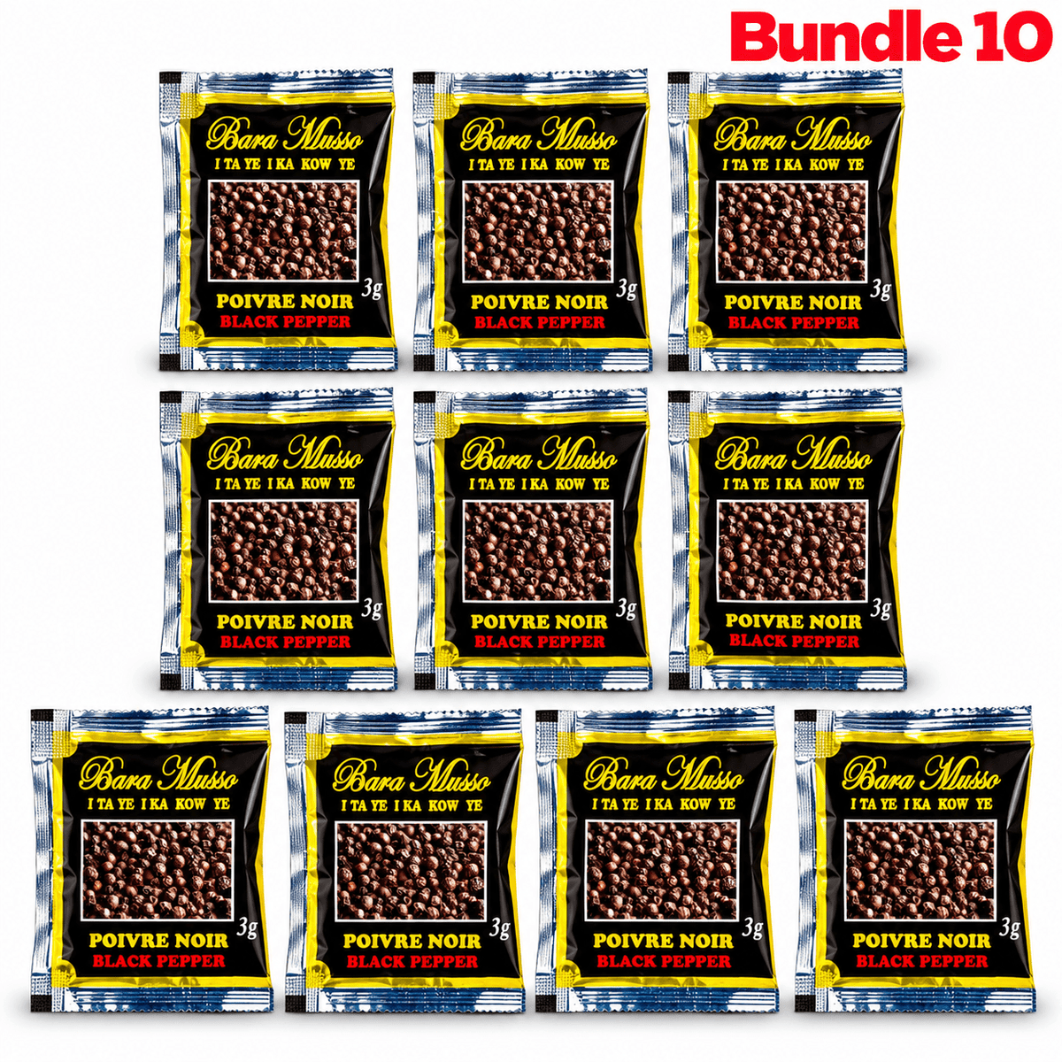 Black pepper Powder / 1 pack of 10 packets, Bara Musso black pepper powder, save 6%