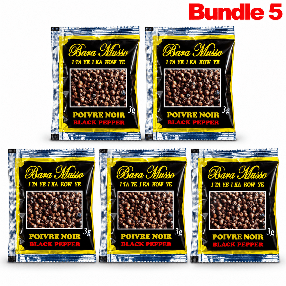 Black pepper Powder / 1 pack of 5 packets, Bara Musso black pepper powder, save 4%