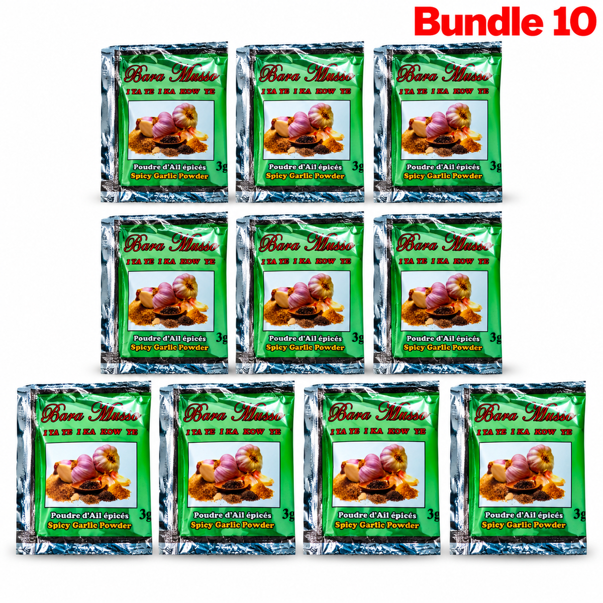 Spicy Garlic powder / 1 pack of 10 packets, Bara Musso spicy garlic powder, save 6%
