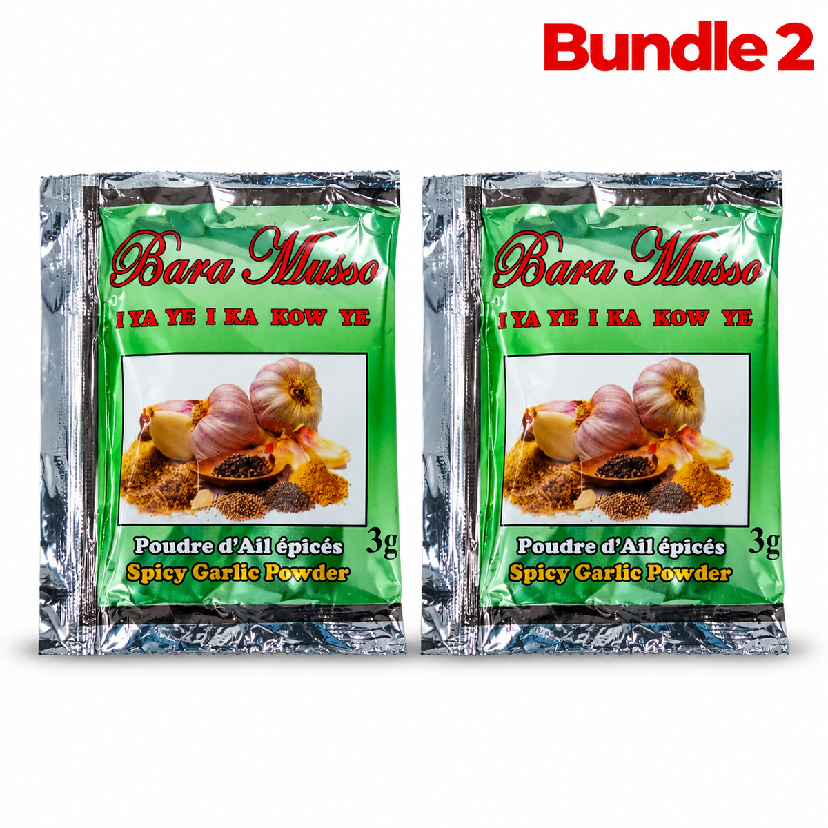 Spicy Garlic powder / 1 pack of 2 packets, Bara Musso spicy garlic powder, save 2%