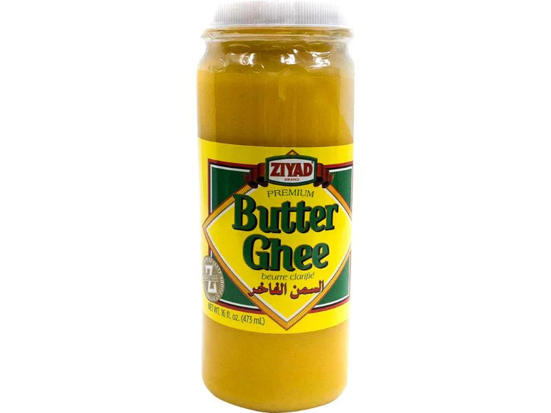 Ziyad Butter Ghee – Pure clarified butter in a golden jar, rich and creamy, ideal for cooking, frying, and baking traditional dishes.
