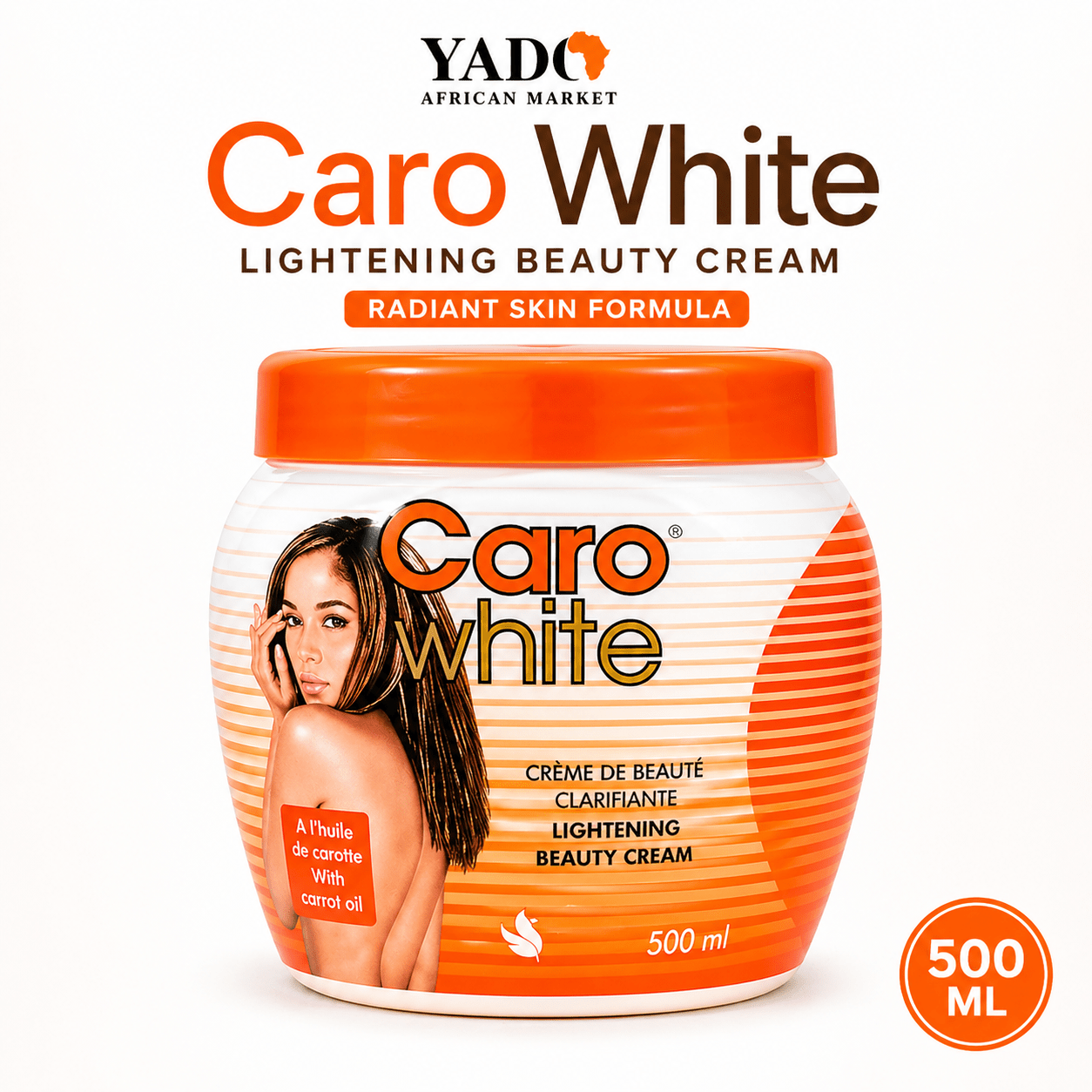 Caro White Lightening Beauty Cream - 500ml Jar, Radiant Skin Formula - Yado African & Caribbean Market