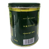 Chinese green tea loose leaves in the tin