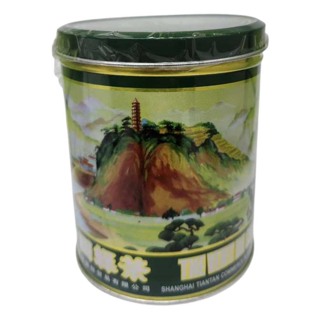 Chinese green tea (thé vert) painted metal tin