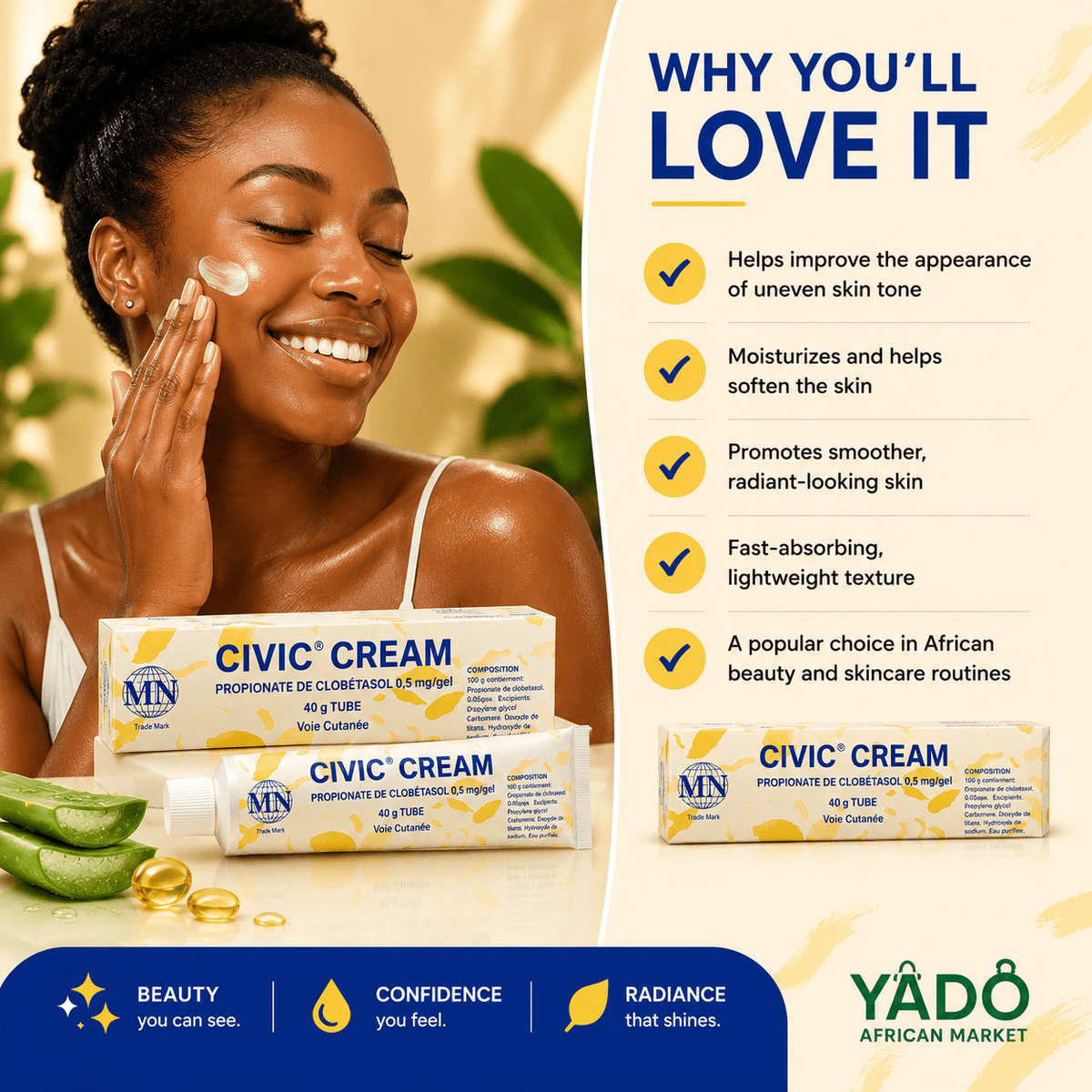 Civic Cream – Brightening & Moisturizing Cream for Radiant Skin - Yado African & Caribbean Market