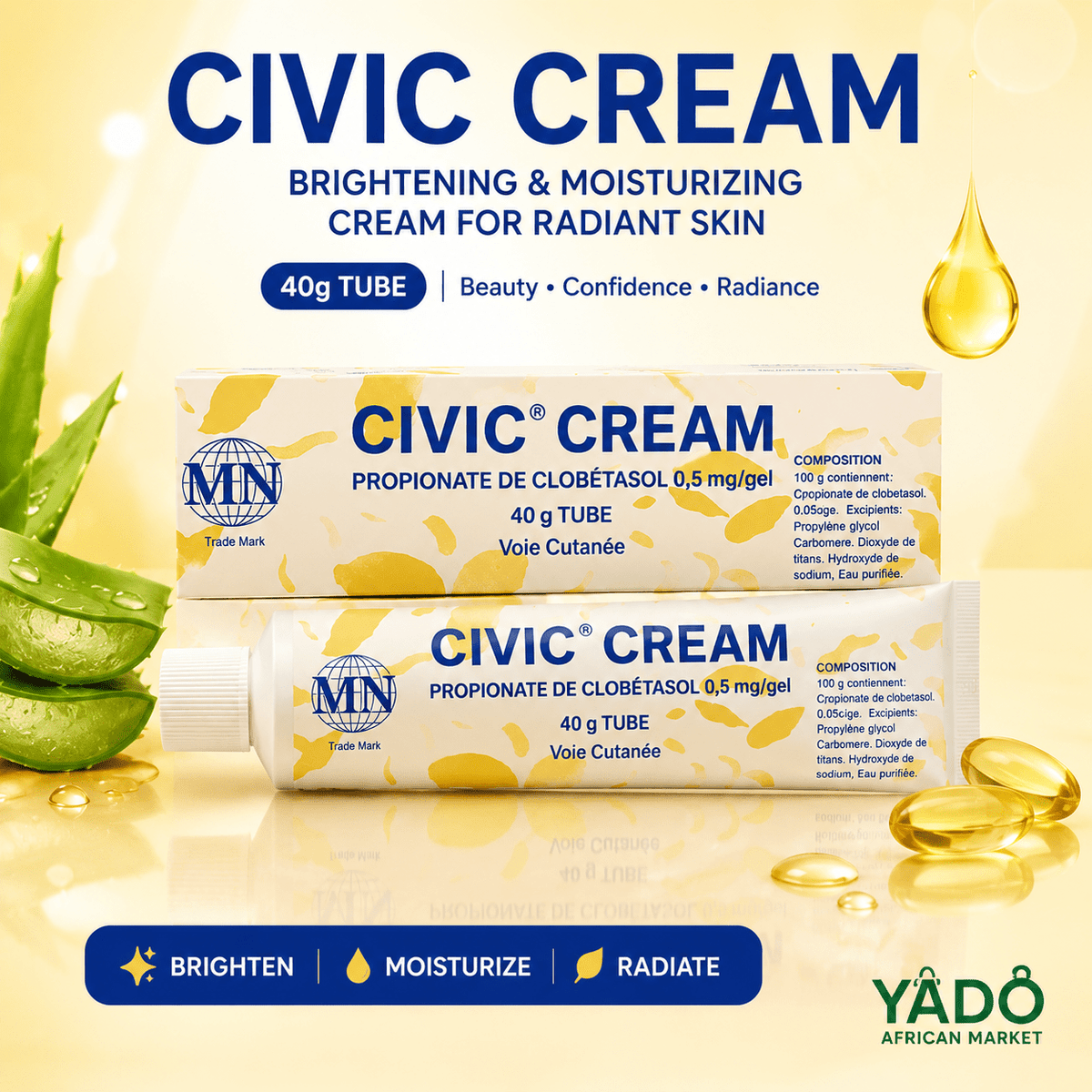 Civic Cream – Brightening & Moisturizing Cream for Radiant Skin - Yado African & Caribbean Market