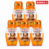linic Clear Whitening Body Oil 125ml, moisturizing skincare oil designed to nourish and soften skin while helping promote a smoother, more even-looking, and radiant complexion for daily body care, pack of 5