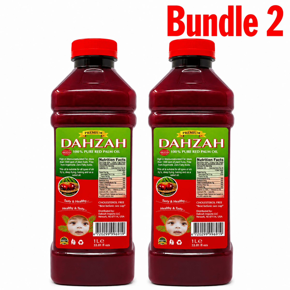 Dahzah Red Palm Oil 1L pack of 2 bottles