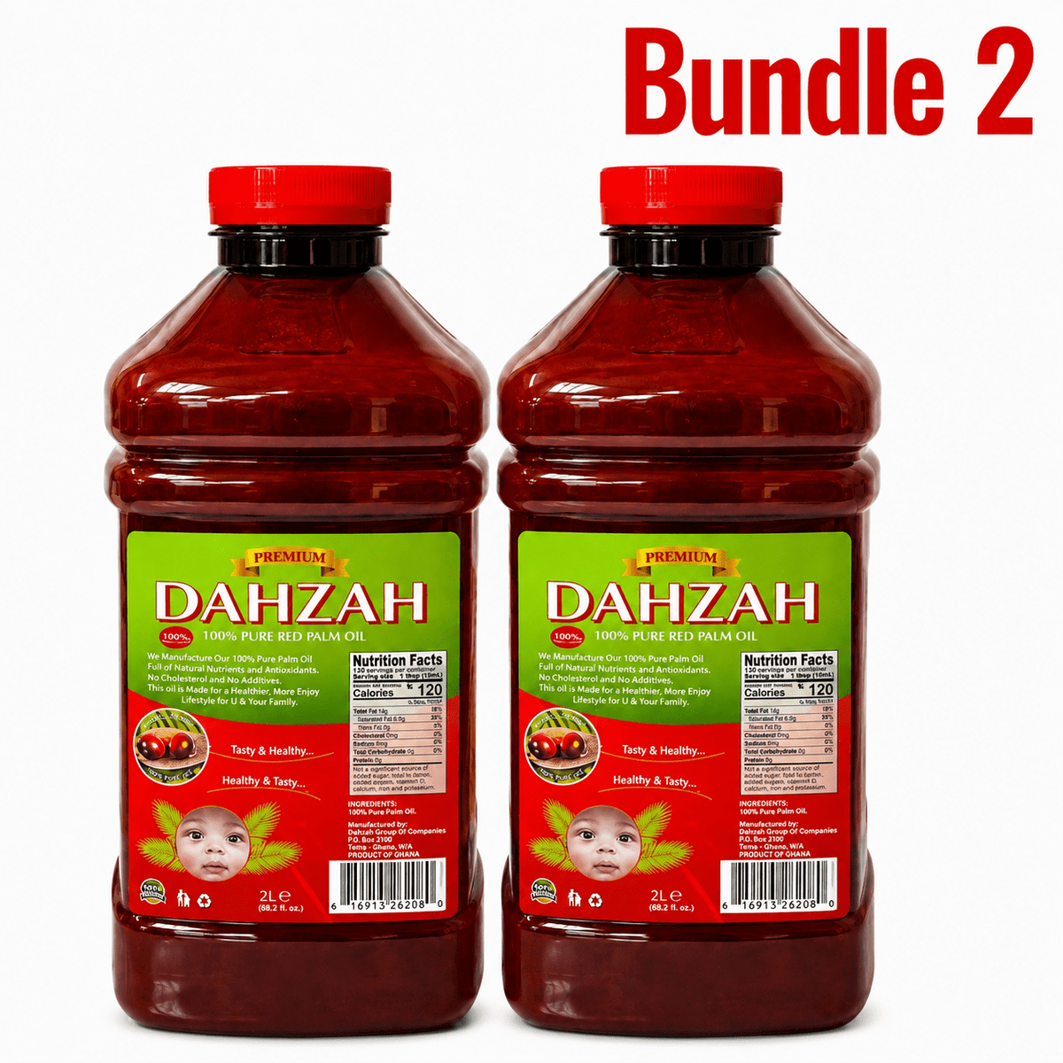 Dahzah Red Palm Oil 2L pack of 2 bottles