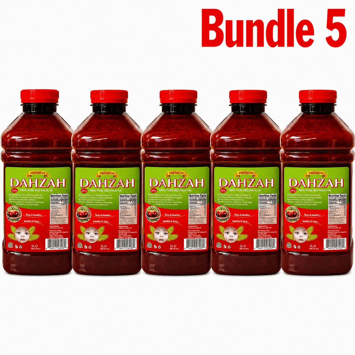 Dahzah Red Palm Oil 2L pack of 5 bottles