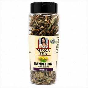 Moza dandelion tea (té de diente de león), front of pack