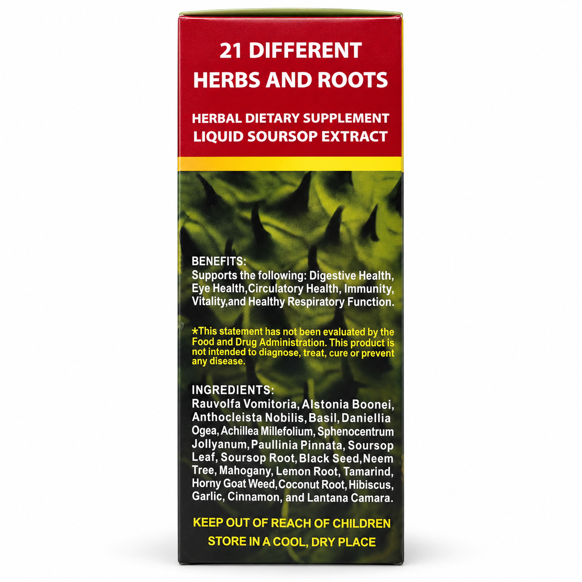 Amenazel Soursop Bitters box, ingredients panel