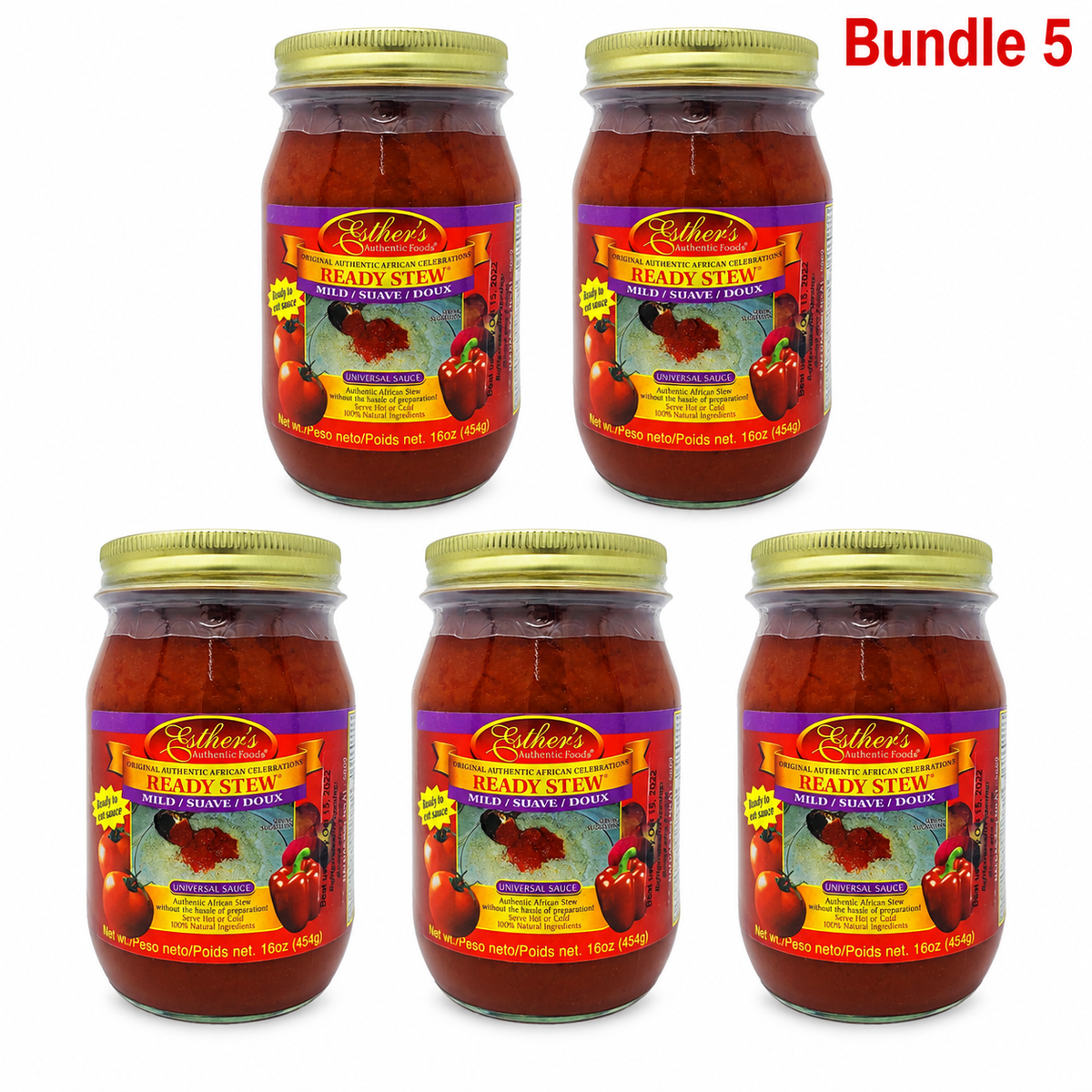 Esther's Ready Stew Mild 16oz pack of 5 jars