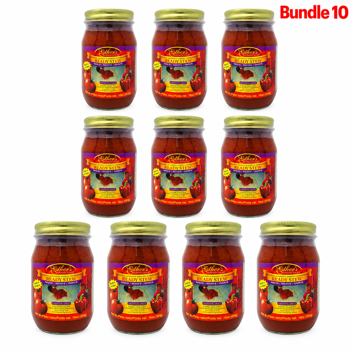 Esther's Ready Stew Mild 16oz pack of 10 jars