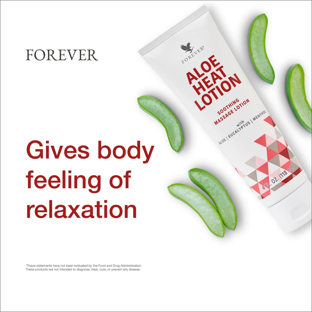Forever Living - Aloe Heat Lotion with Menthol and Eucalyptus Fragrance Comfort and Skin Nourishment Vegan-Friendly Formula 4 fl oz