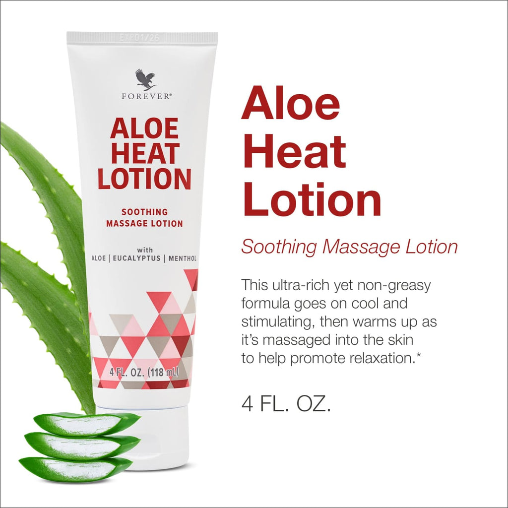 Forever Living - Aloe Heat Lotion with Menthol and Eucalyptus Fragrance Comfort and Skin Nourishment Vegan-Friendly Formula 4 fl oz