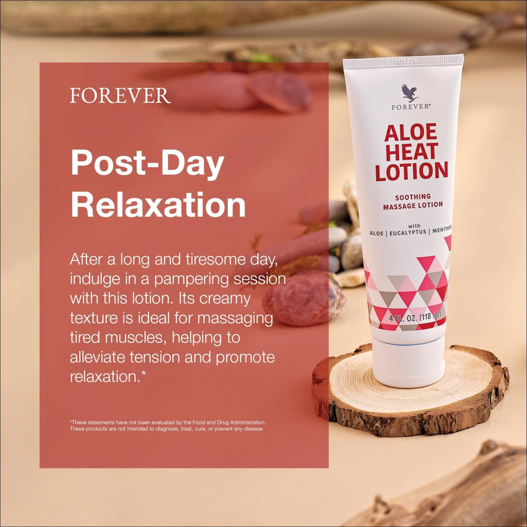 Forever Living - Aloe Heat Lotion with Menthol and Eucalyptus Fragrance Comfort and Skin Nourishment Vegan-Friendly Formula 4 fl oz