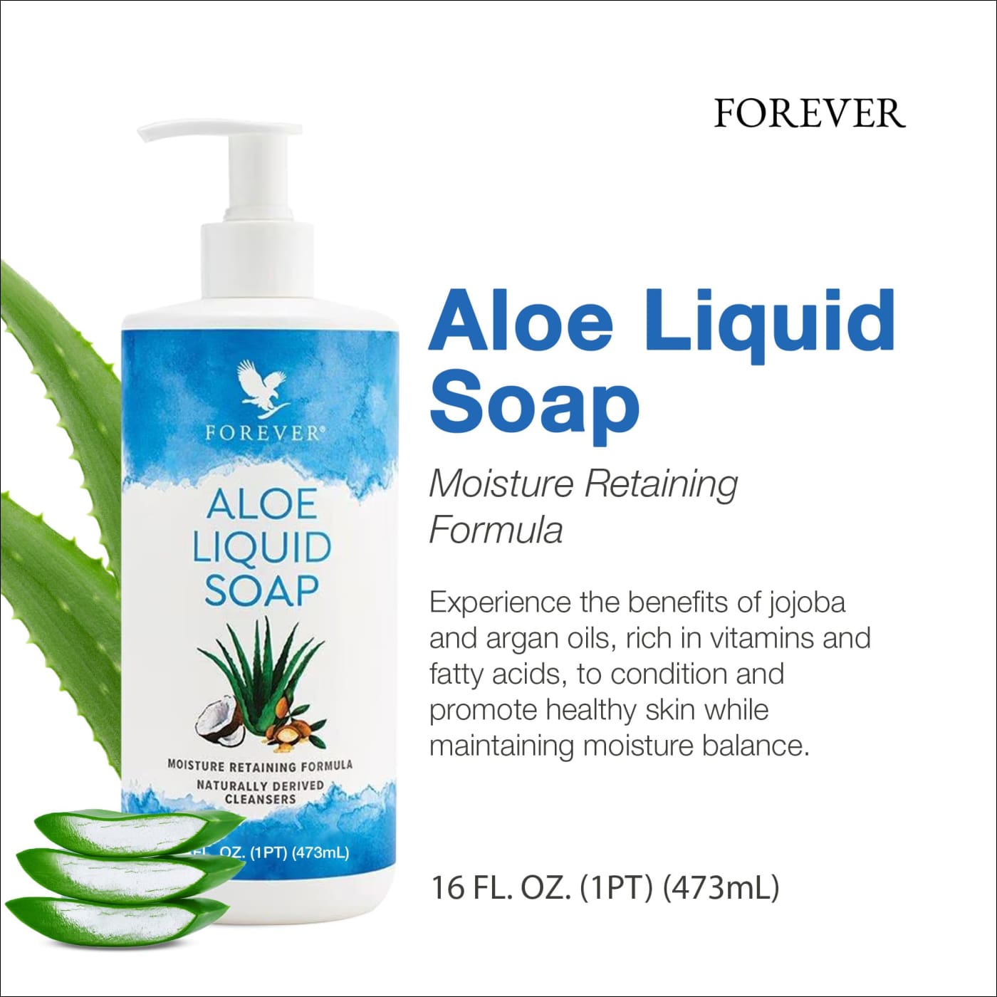 Forever Living - Aloe Liquid Soap - Gentle Cleansing and Moisturizing with Aloe Vera, Jojoba and Argan Oil - Gluten - Free and Vegan - 16 fl oz - Yado African & Caribbean Market