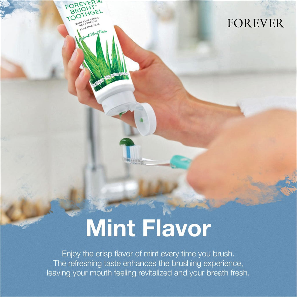 Forever Living - Bright Toothgel - Fluoride-Free Aloe Vera Gel with Bee Propolis Peppermint-Spearmint Flavor Dental Care 4.6 oz