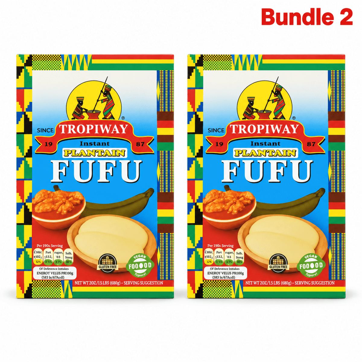 Fufu, Plantain Flour (24oz) Amala, Pounded Yam, Foutou, Foufou, Kwanga, Akumé (Tropiway) - Yado African & Caribbean Market