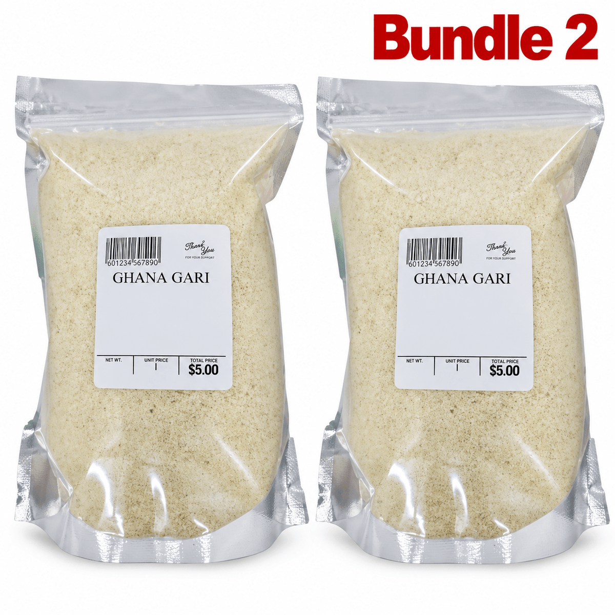 Ghana Gari Cassava Granules 2 lb pack of 2 bags