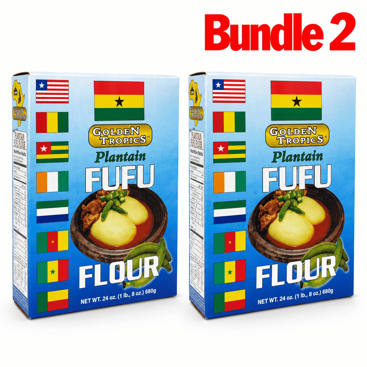 Golden Tropics Plantain Fufu Flour pack of 2 boxes