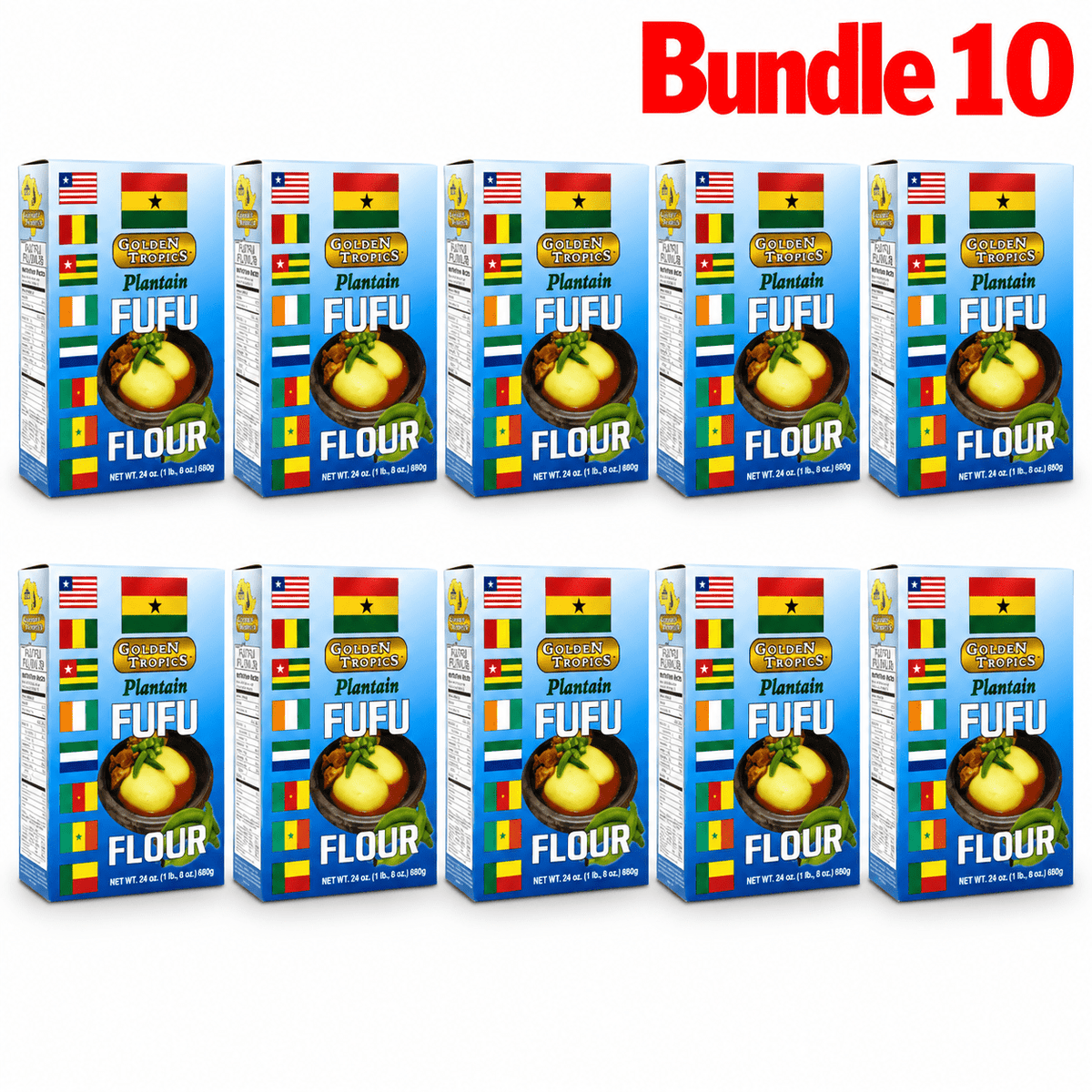 Golden Tropics Plantain Fufu Flour pack of 10 boxes