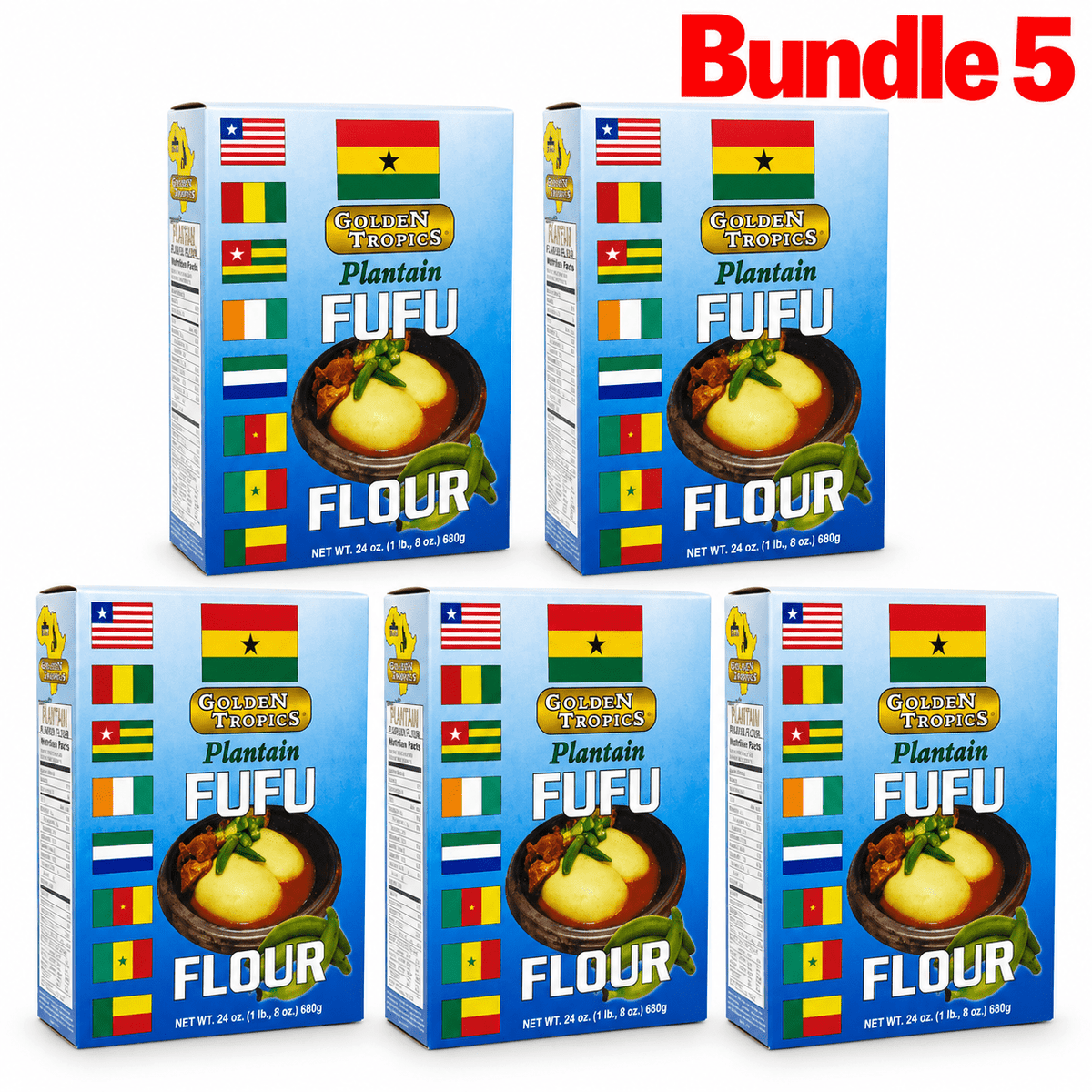 Golden Tropics Plantain Fufu Flour pack of 5 boxes