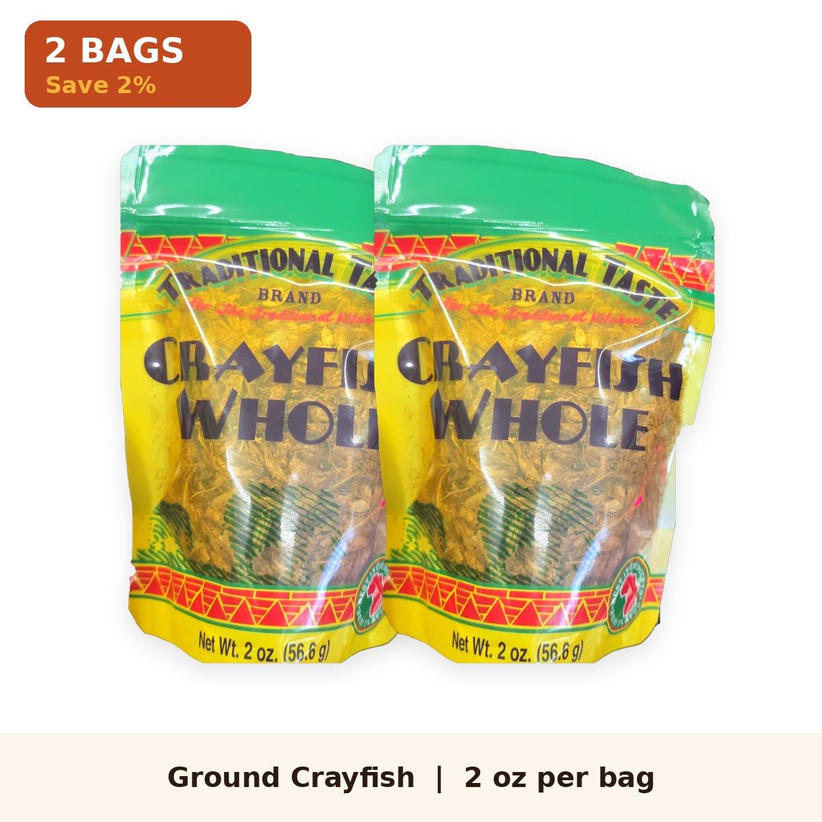 Whole Dried Crayfish 2 oz pack of 2 bags